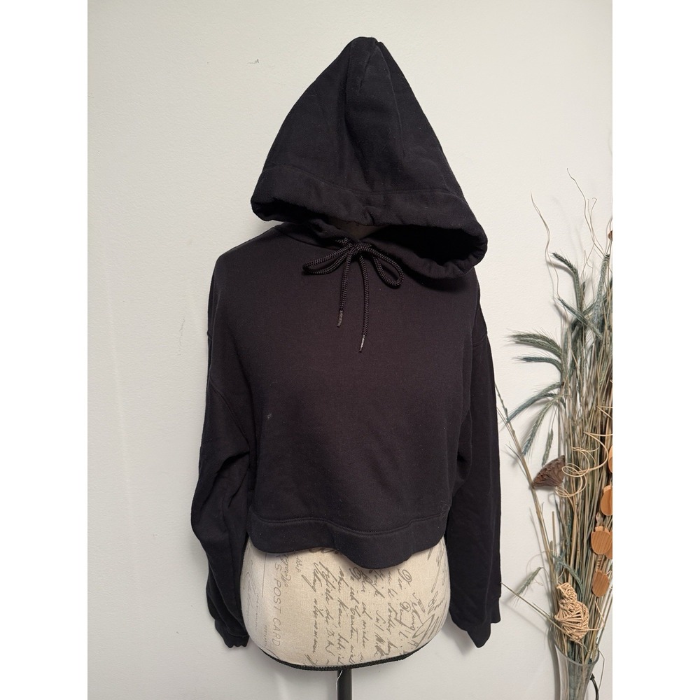 Alo Yoga Cropped Hoodie‎ Black Womens Size S Workout Sweatshirt Hooded 54D